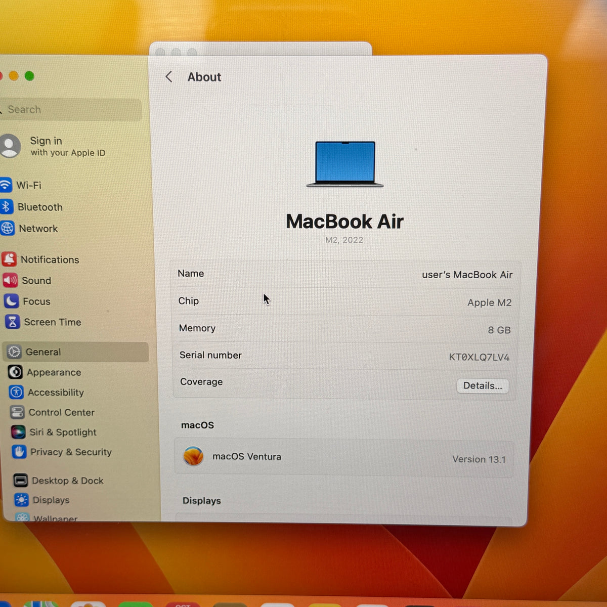 2022 Apple MacBook Air 13.6" M2 8C GPU 3.5GHz 8GB RAM 256GB SSD MLXW3LL/A