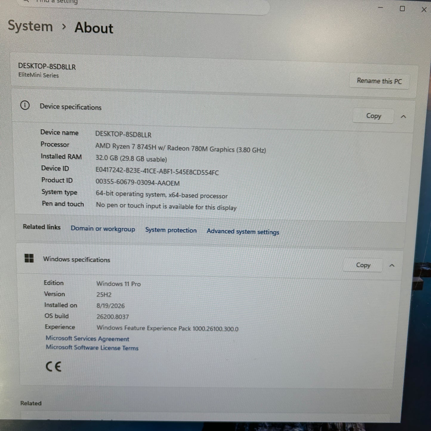 Minisforum EliteMini Series UM870 SLIM Ryzen 7 8745H 3.80GHz 32GB RAM 1TB SSD