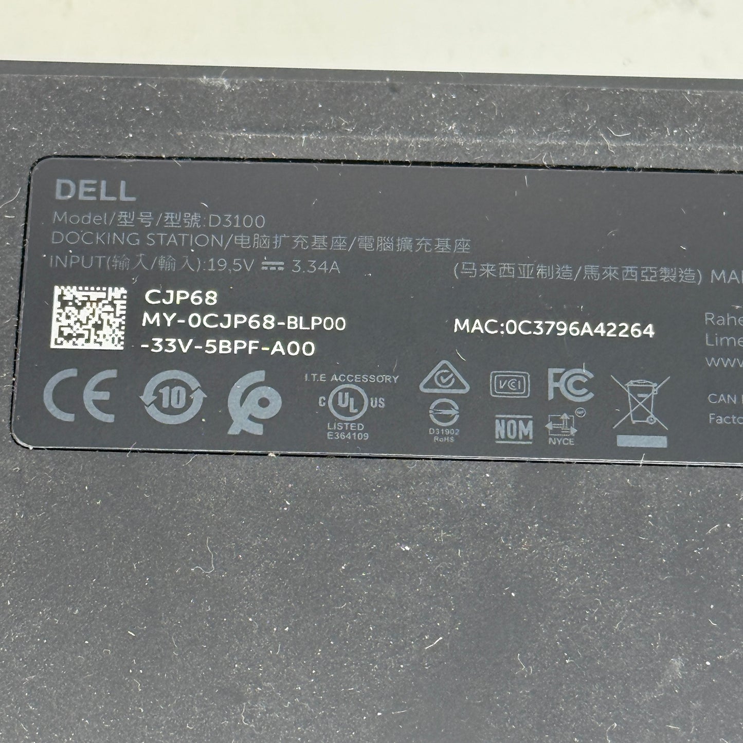 Dell USB 3.0 Ultra HD/4K Triple Display Docking Station D3100