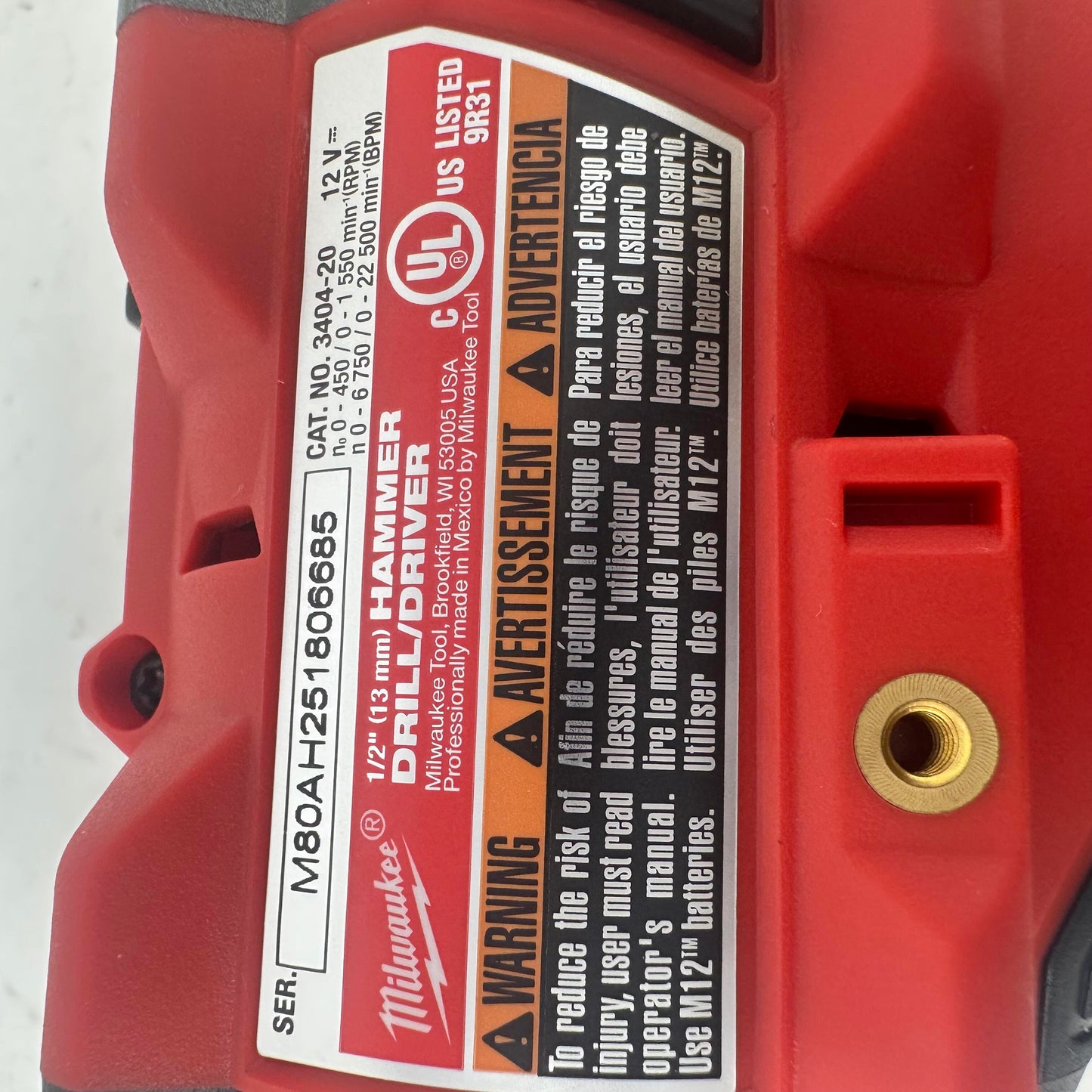 Milwaukee 3404-20 M12 12V  1/2" Hammer Fuel Brushless Drill Driver
