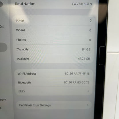 WiFi Only Apple iPad 10th Gen 64GB Silver MPQ03LL/A