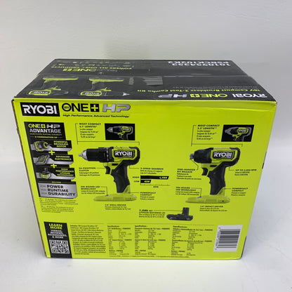 New Ryobi ONE+ HP 18V Compact Brushless  1/2 Drill Tool Combo Kit PSBCK102K2