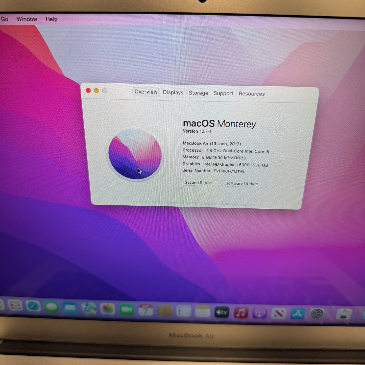 2017 Apple MacBook Air 13.3" i5 1.8GHz 8GB RAM 256GB SSD Silver A1466