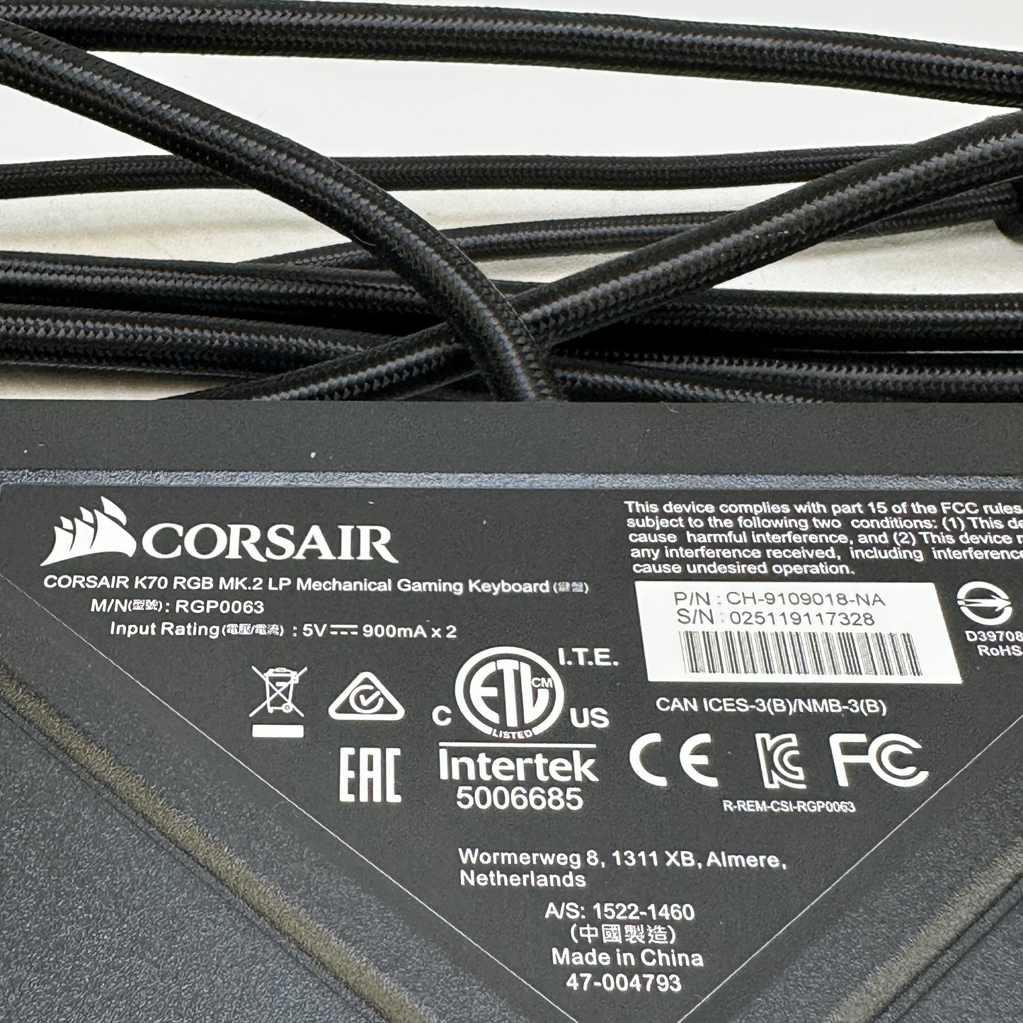Corsair K70 RGB MK.2 Low Profile Gaming Keyboard