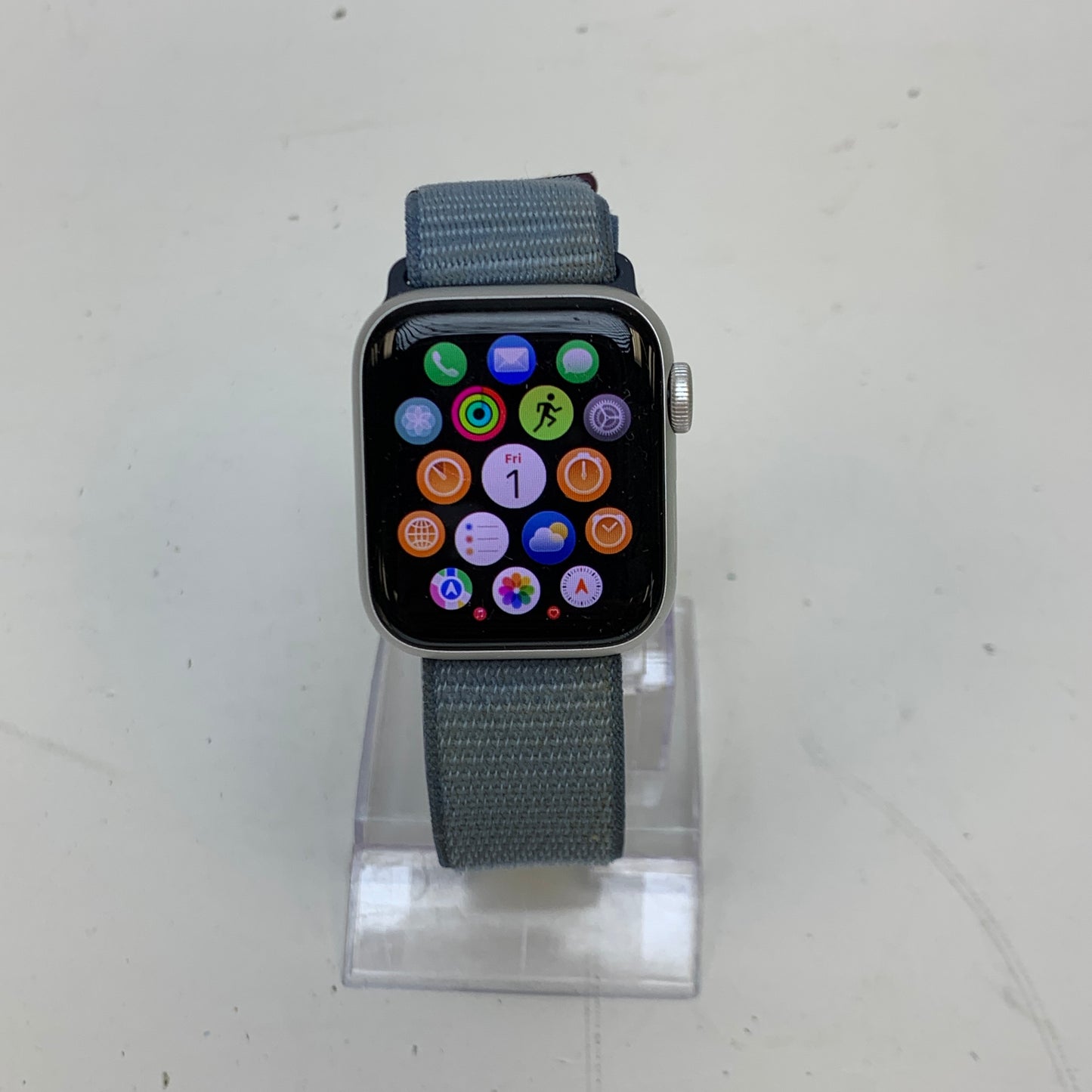 GPS Only Apple Watch SE 2nd Gen 40MM Silver Aluminum Storm Blue Sport Loop 