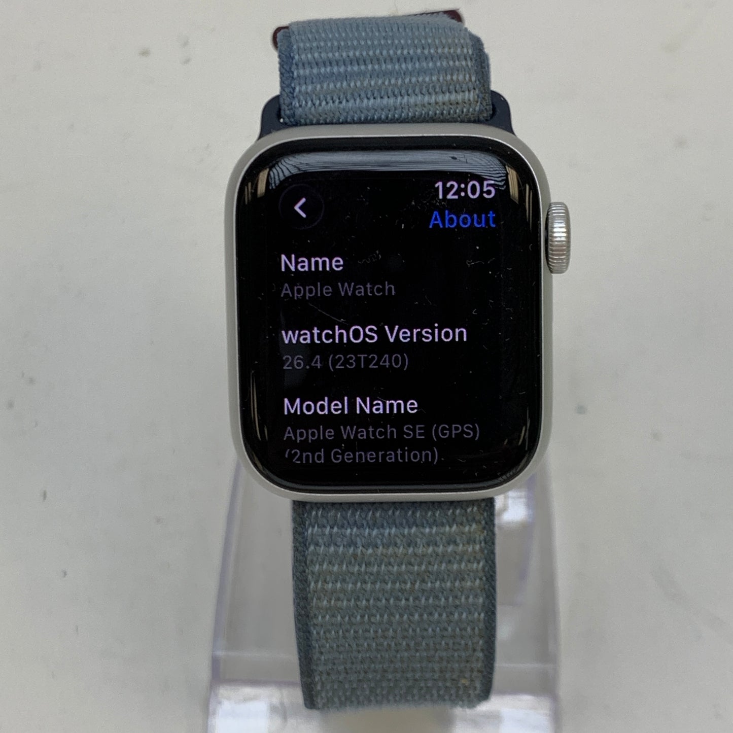 GPS Only Apple Watch SE 2nd Gen 40MM Silver Aluminum Storm Blue Sport Loop 