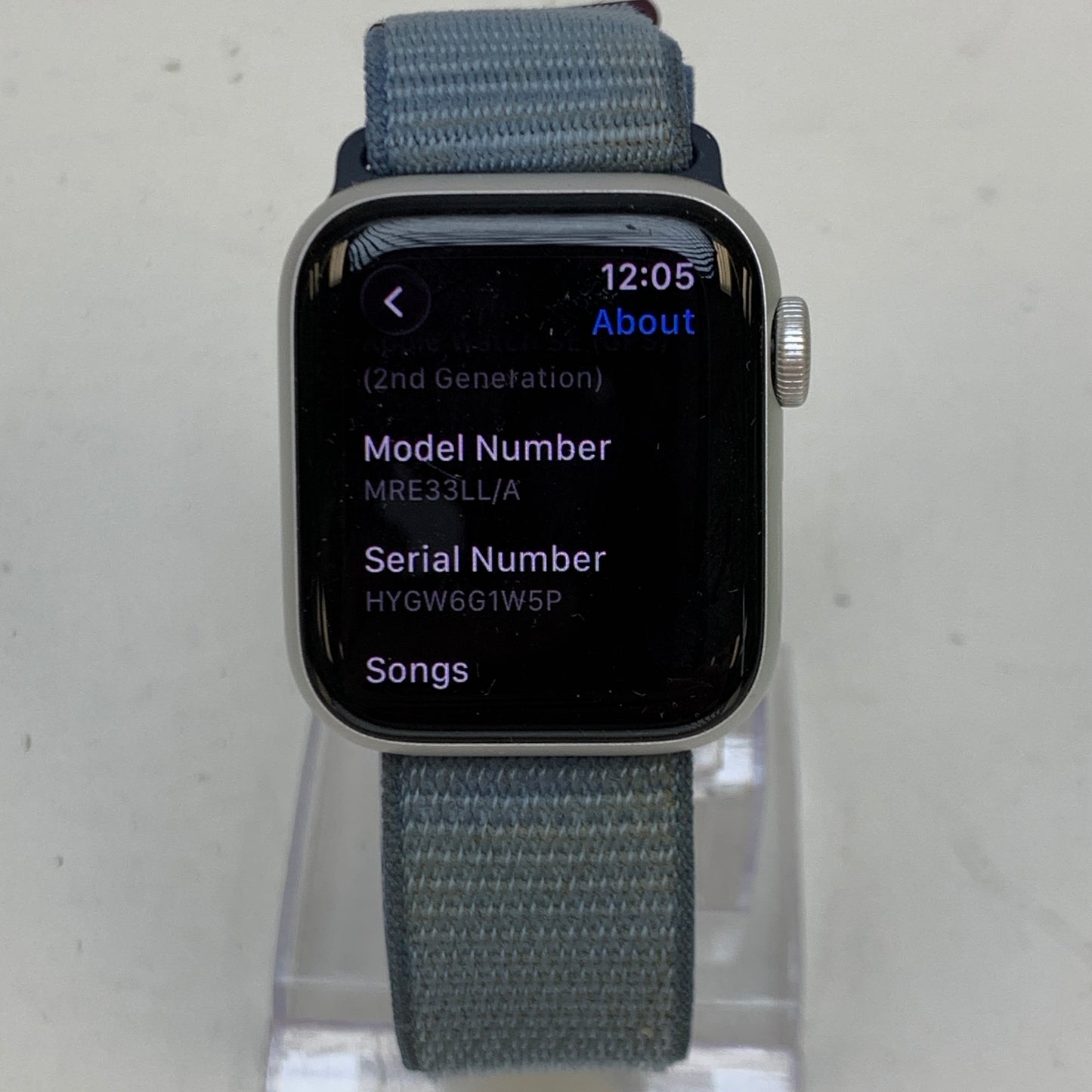 GPS Only Apple Watch SE 2nd Gen 40MM Silver Aluminum Storm Blue Sport Loop 