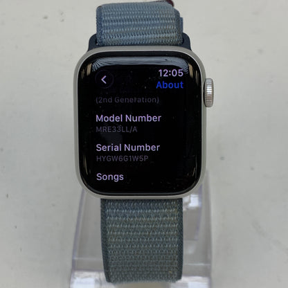 GPS Only Apple Watch SE 2nd Gen 40MM Silver Aluminum Storm Blue Sport Loop 