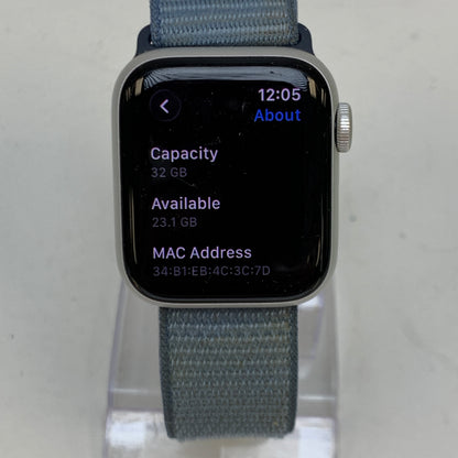 GPS Only Apple Watch SE 2nd Gen 40MM Silver Aluminum Storm Blue Sport Loop 