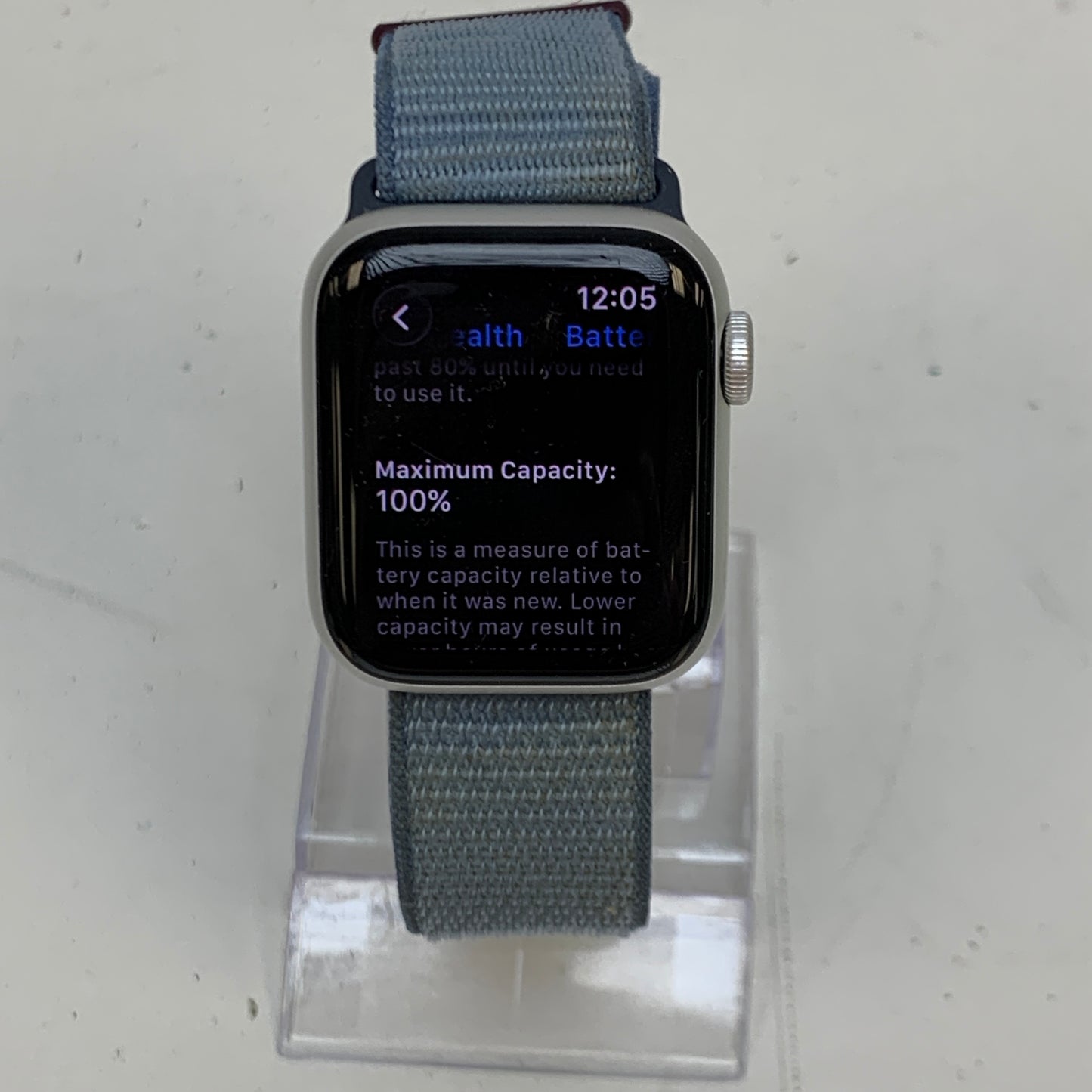 GPS Only Apple Watch SE 2nd Gen 40MM Silver Aluminum Storm Blue Sport Loop 