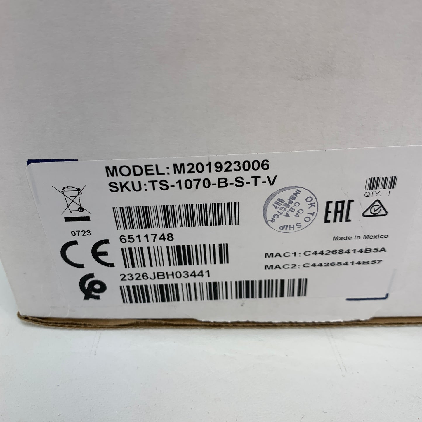 Crestron TS-1070-B-S Tabletop 10.1" Touch Screen Panel M201923006