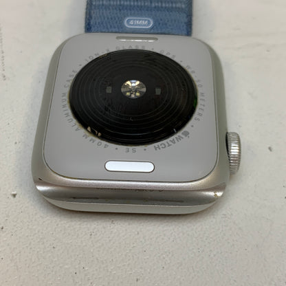 GPS Only Apple Watch SE 2nd Gen 40MM Silver Aluminum Storm Blue Sport Loop 