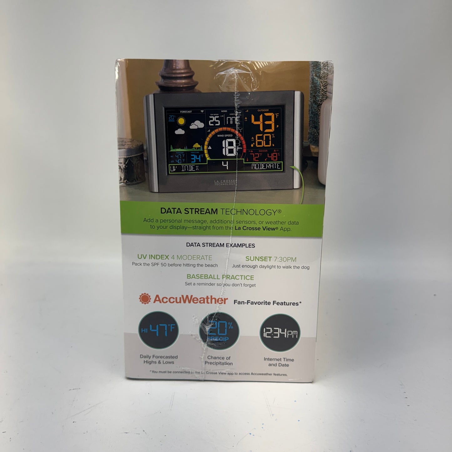 New La Crosse V21-WTH Wireless Wi-Fi Weather Station Color Forecast 1180033