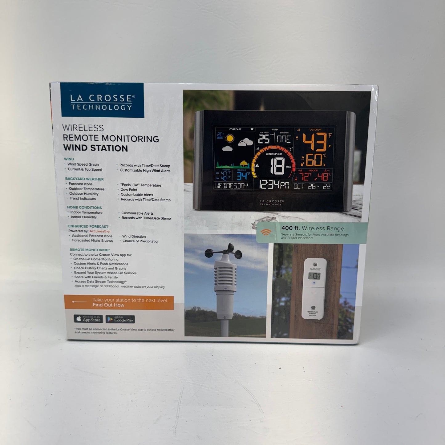 New La Crosse V21-WTH Wireless Wi-Fi Weather Station Color Forecast 1180033