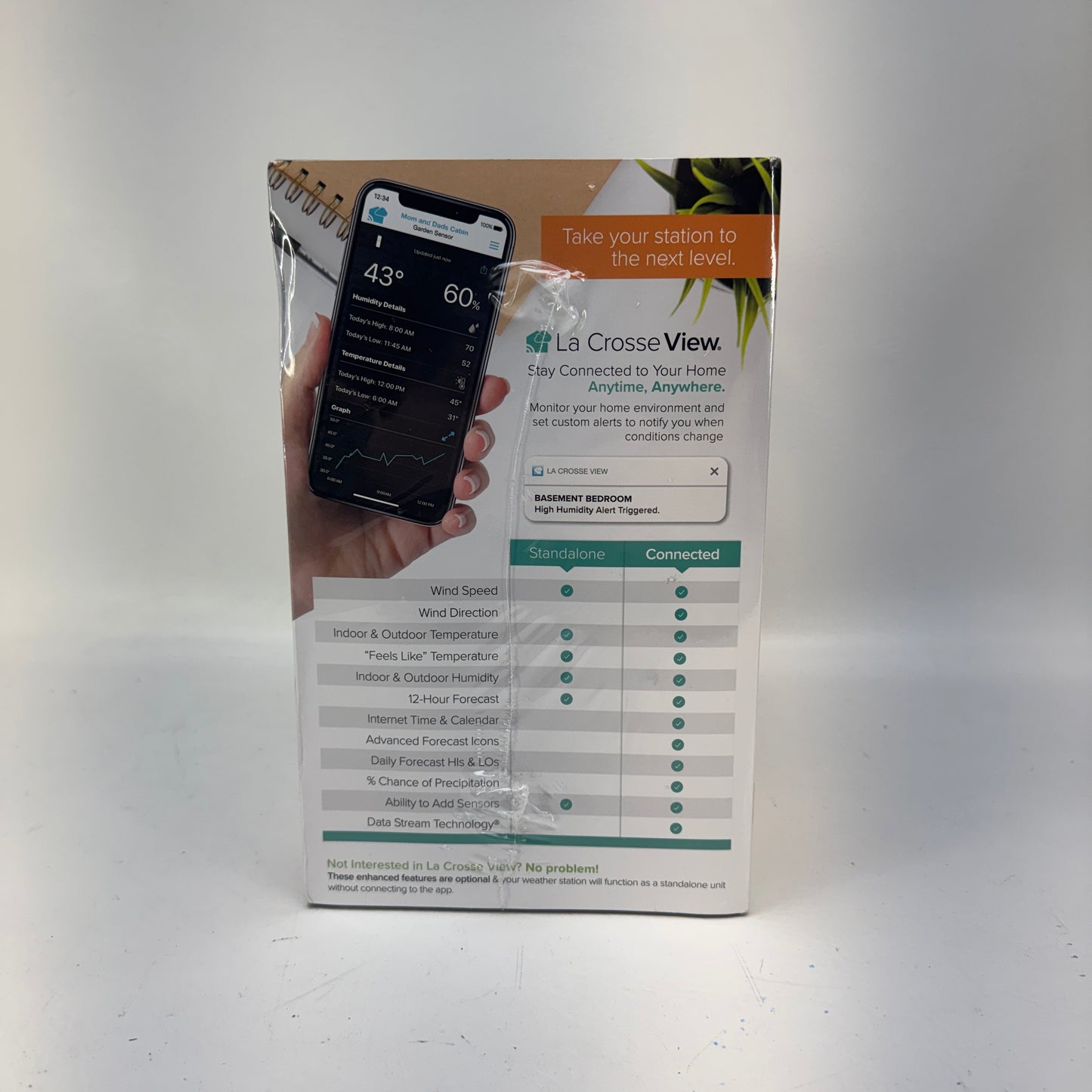 New La Crosse V21-WTH Wireless Wi-Fi Weather Station Color Forecast 1180033