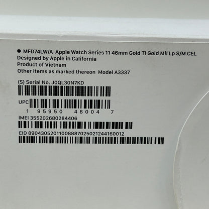 New Apple Watch Series 11 46mm Gold Titanium Case Gold Milanese Loop MFD74LW/A