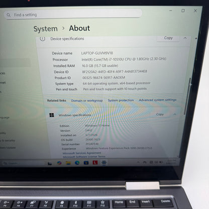 Lenovo ThinkPad X1 Yoga Gen 4 TP00110A 14" i7-10510U 1.8GHz 16GB RAM 512GB SSD