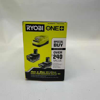 New Ryobi ONE+ 18V Lithium High Performance Starter Kit 4Ah 2Ah Battery Charger