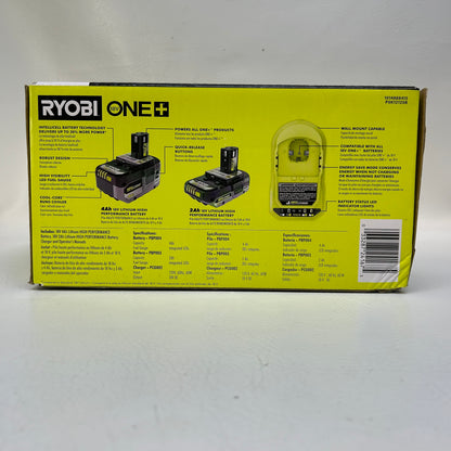 New Ryobi ONE+ 18V Lithium High Performance Starter Kit 4Ah 2Ah Battery Charger