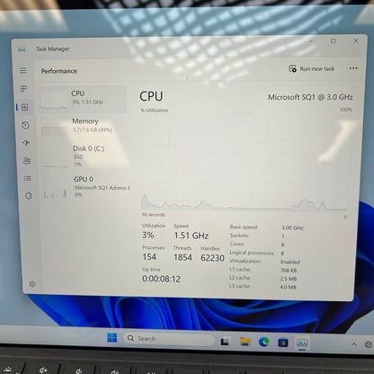 Microsoft Surface Pro X UNNA1JD1 13" SQ1 3.0GHz 8GB RAM 256GB SSD