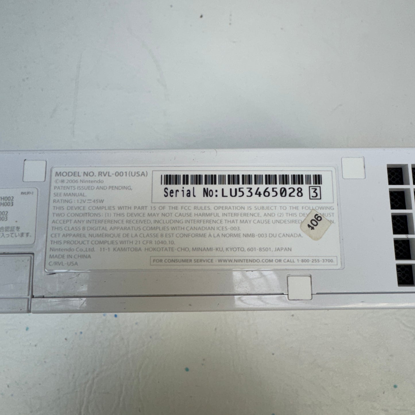Nintendo Wii Console Gaming System RVL-001 White