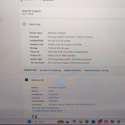 Lenovo Flex 7 14IRU8 14" i7-1355U 1.7GHz 16GB RAM 1TB SSD
