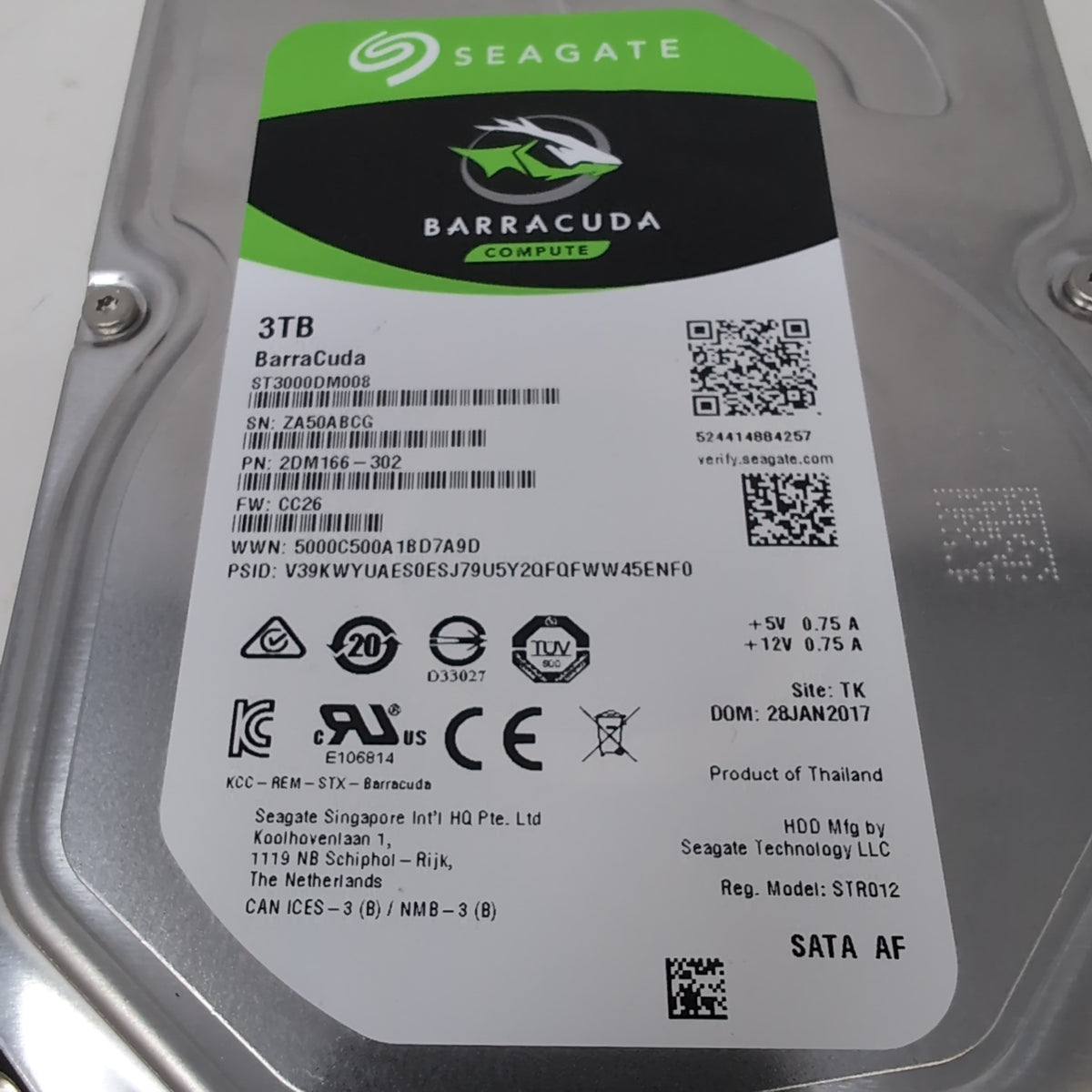 Seagate 3.5" Barracuda 3TB SATA III 6Gbps HDD ST3000DM008
