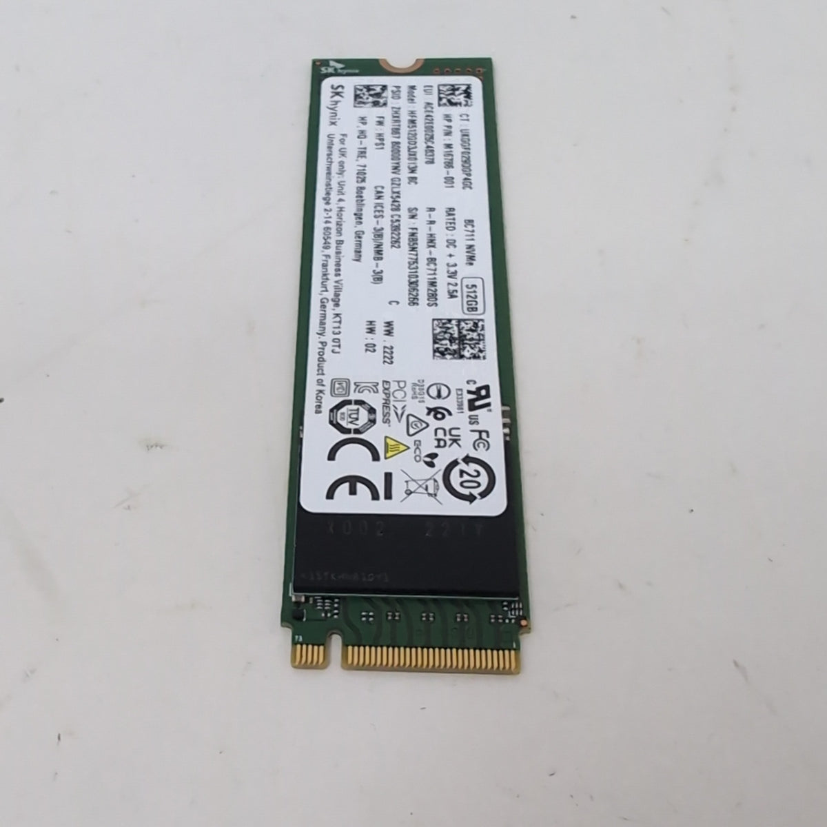 SK Hynix M.2 2280 BC711 NVMe 512GB M.2 NVMe Gen 3.0 x 4 SSD HFM512GD3JX013N