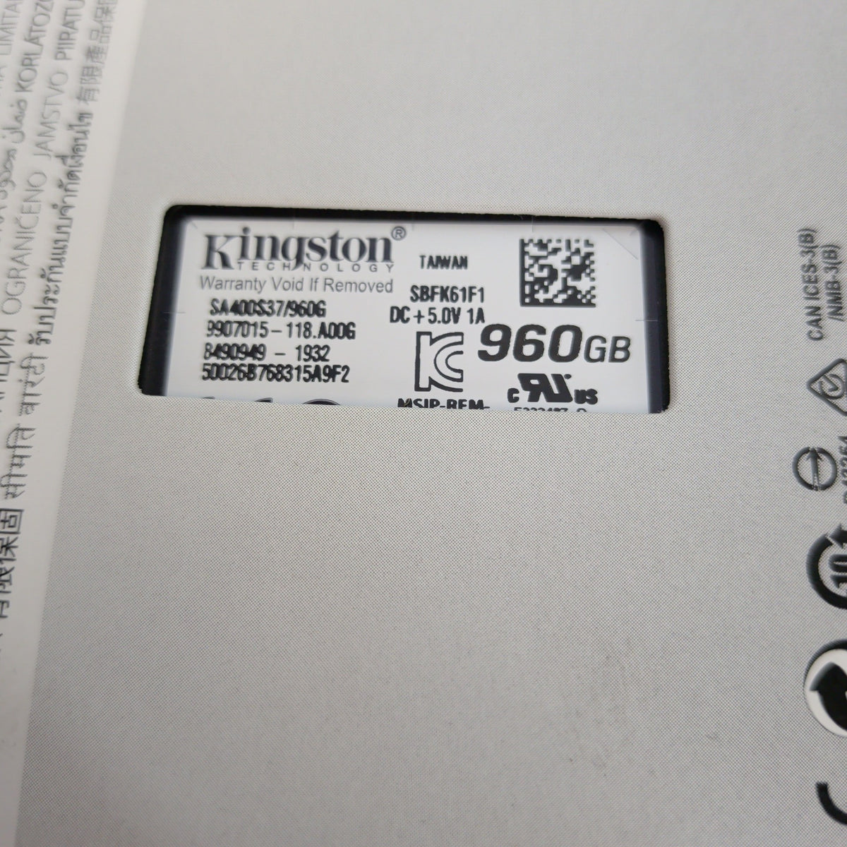 New Kingston 2.5" A400 1TB SATA Rev. 3.0 SSD SA400S37/960G