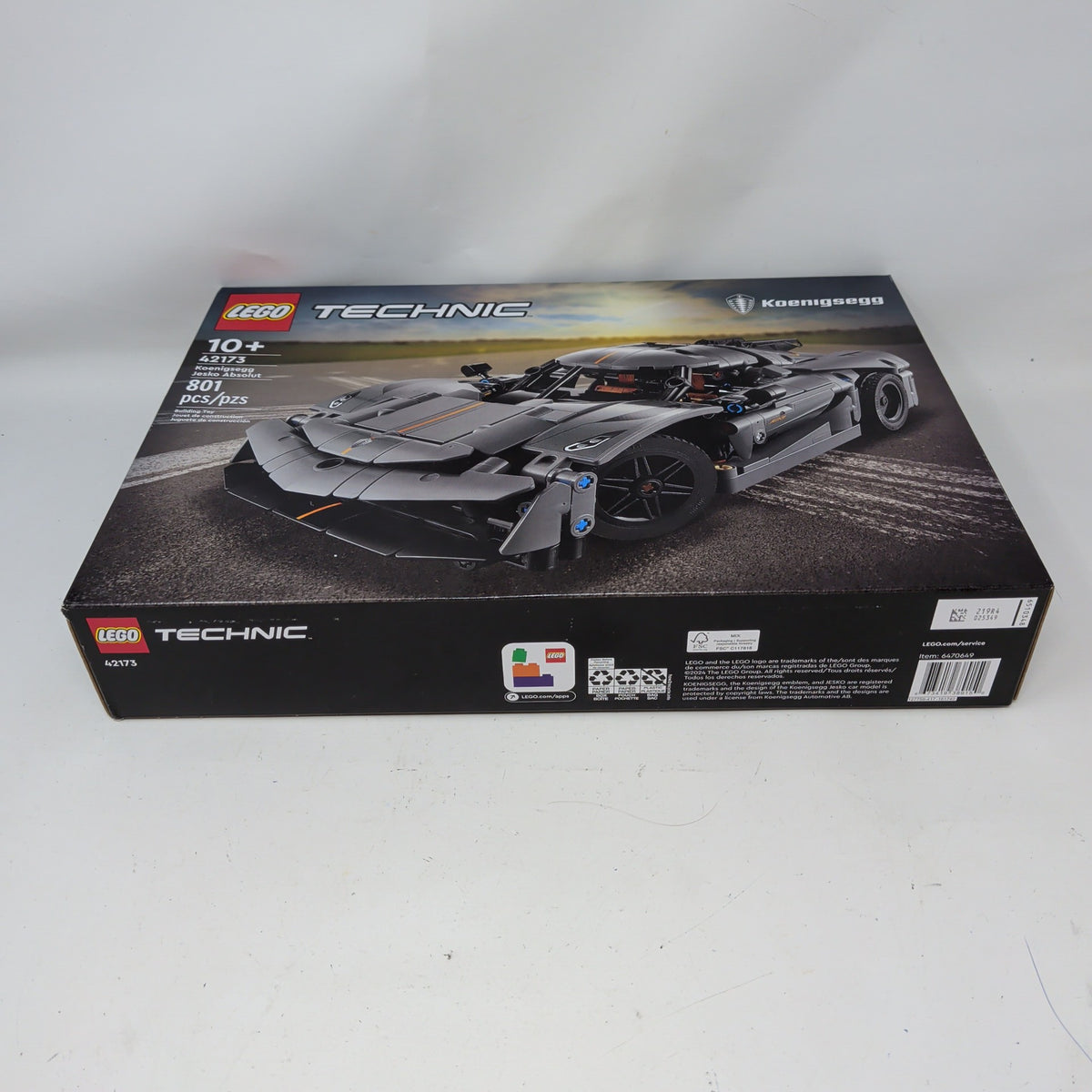 New LEGO Koenigsegg Jesko Absolut Grey Hypercar 42173 TECHNIC Cars 801pcs