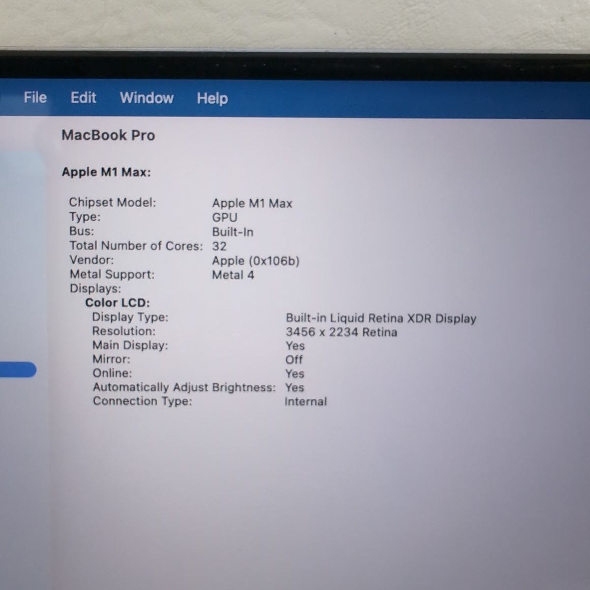 2021 Apple MacBook Pro 16" M1 Max 32C GPU 3.2GHz 32GB RAM 2TB SSD A2485