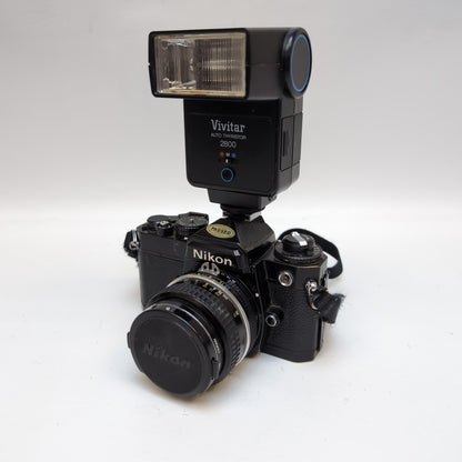 Nikon FE 35mm Film Camera Black w/ Nikkor 50mm f/1.8 Lens 