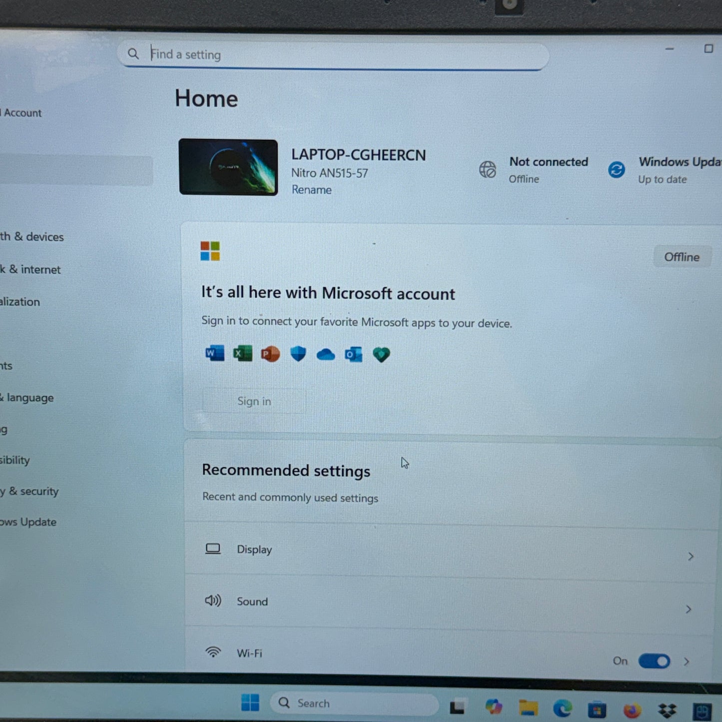 Acer Nitro 5 AN515-57 15.6" i7-11800H 2.3GHz 16GB RAM 512GB SSD GeForce RTX 