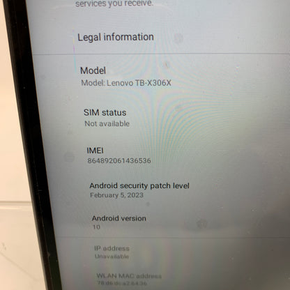 WiFi Only Lenovo Tab M10 HD 32GB Black TB-X306X