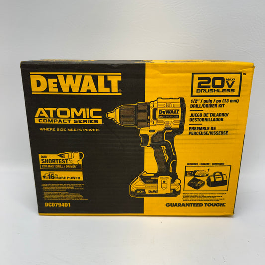 New DEWALT DCD794D1 20V Cordless.5 in Drill Driver 2 Ah
