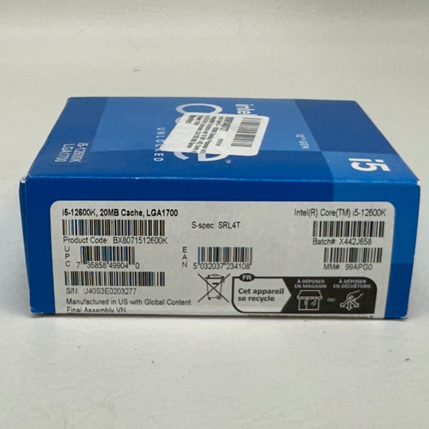 New Intel Core i5-12600K 4.9GHz 10 Core SRL4T 16 Thread LGA 1700