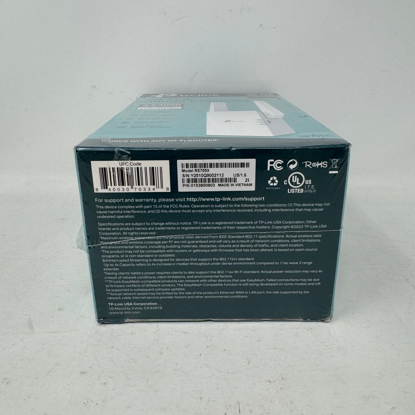 New Tp-Link AX3000  Wireless AX3000 Wi-Fi 6 Range Extender RE705X