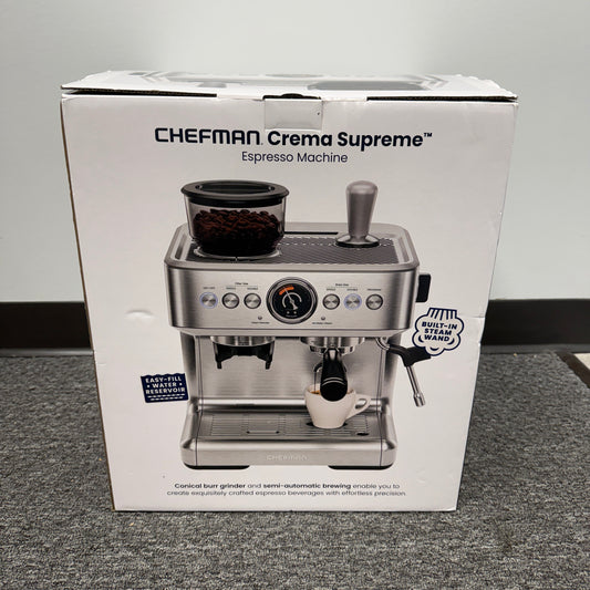 New Chefman Crema Supreme Semi-Automatic Espresso Machine RJ54-G-SS