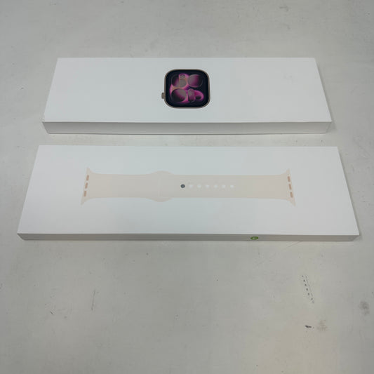 New GPS Only Apple Watch Series 11 42MM Rose Gold Aluminum Light Blush Sport Band MEU04LW/A