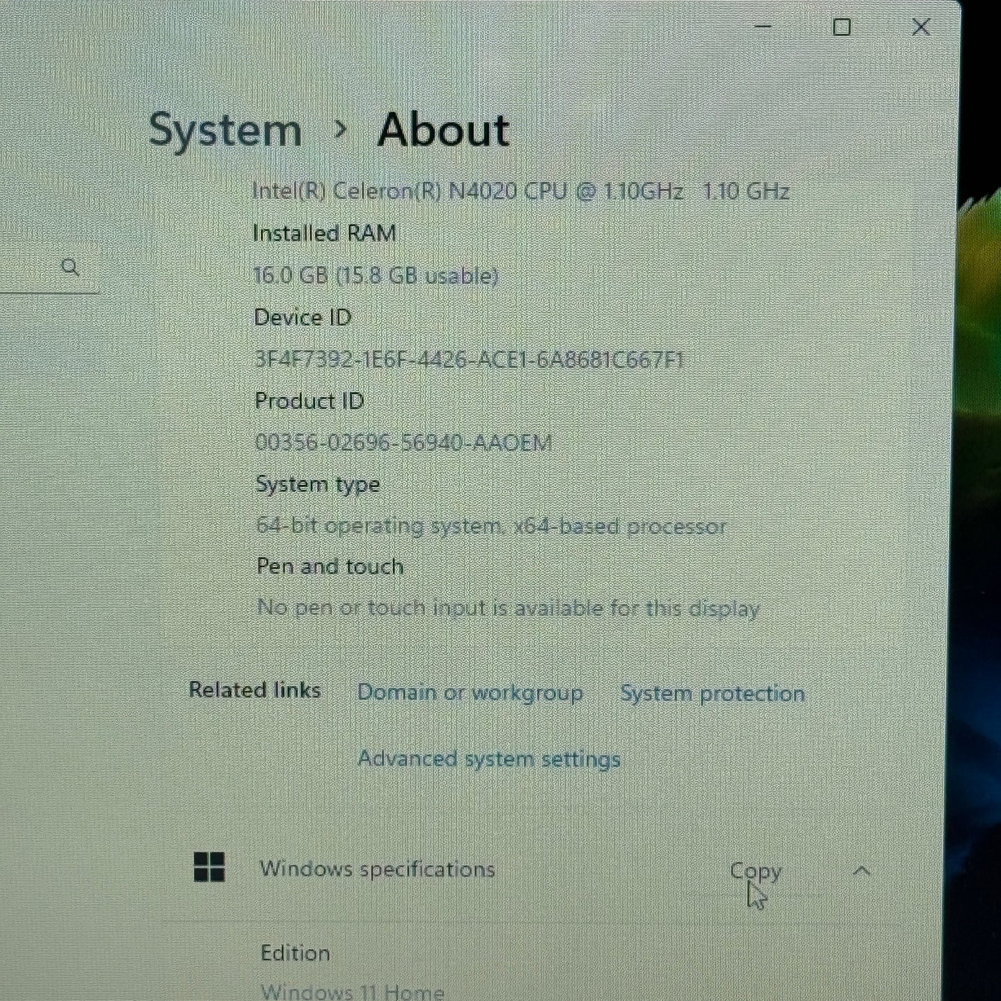 HP Laptop 15-DW1033DX 15.6" Celeron N4020 1.1GHz 16GB RAM 1TB SSD