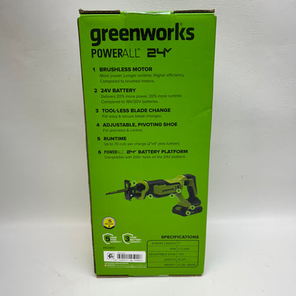 New Greenworks RS326A2 24V Cordless Reciprocating Saw