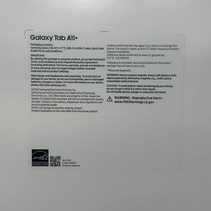 New WiFi Only Samsung A11+ 11.0 128GB Gray SM-X230