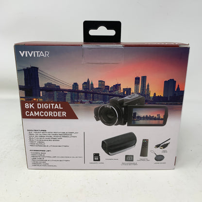 New Vivitar Pro DVR8K-BLK-STK-4 8K HD Video Digital Camcorder 64MP WiFi 18x Zoom