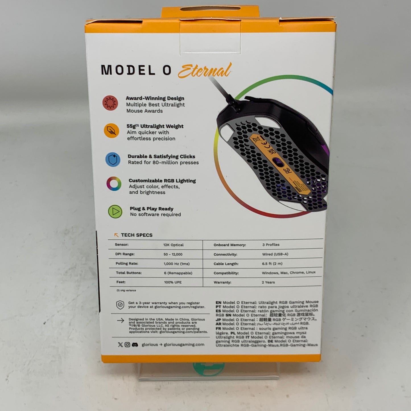 Glorious Model O Eternal Lightweight Wired Optical Gaming Mouse GLO-OE-W-BLK