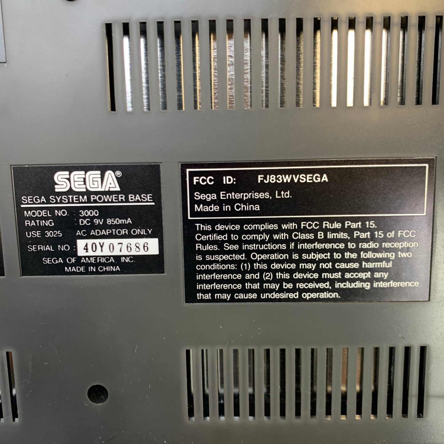 Sega Master System Console Gaming System Black 3000