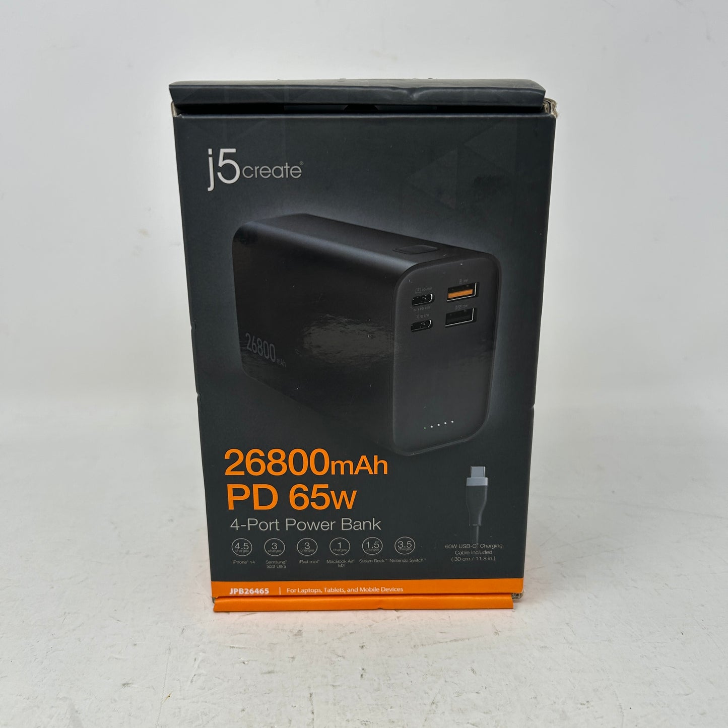 New j5create 65W Power Bank 26800mAh 4-Port USB-C JPB26465