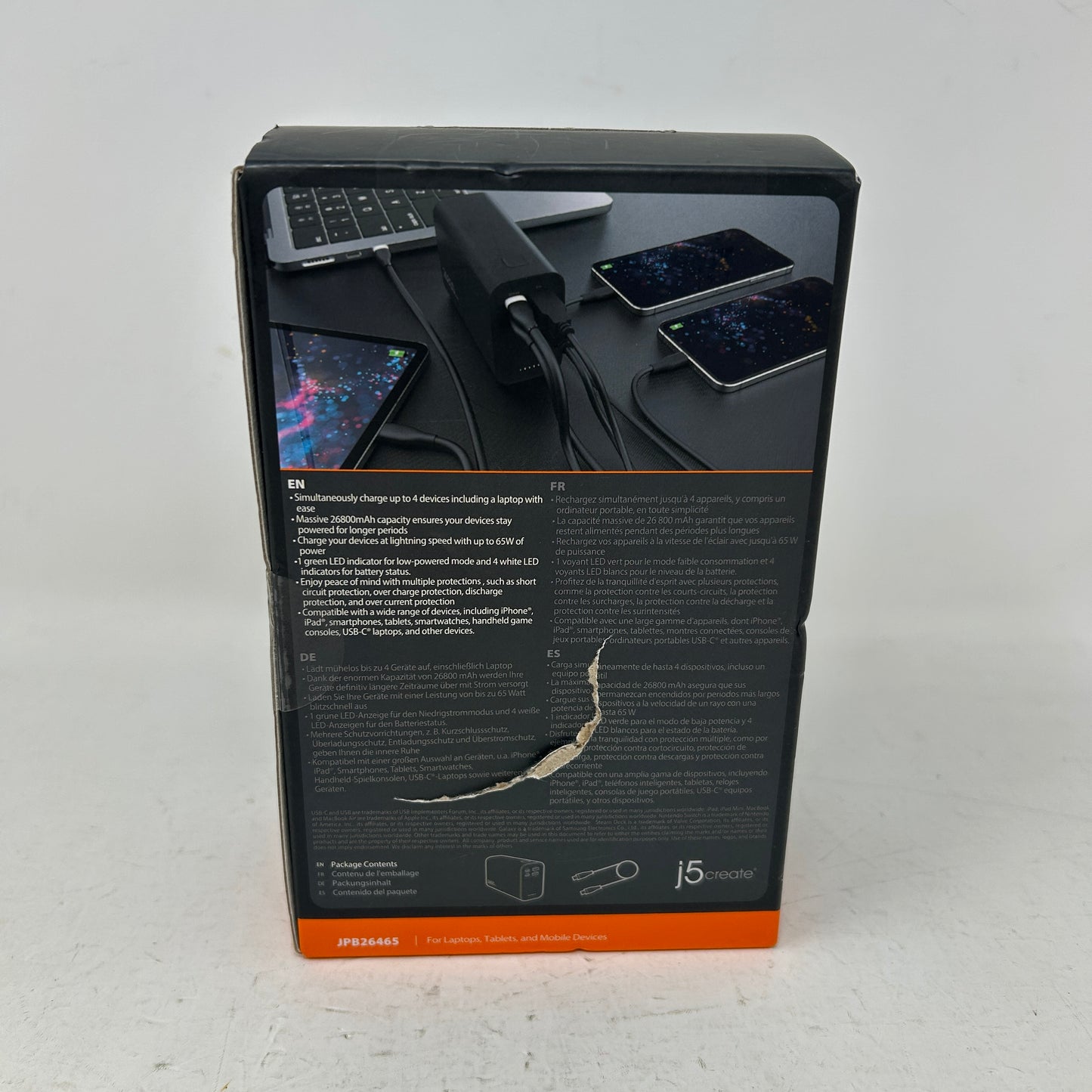 New j5create 65W Power Bank 26800mAh 4-Port USB-C JPB26465