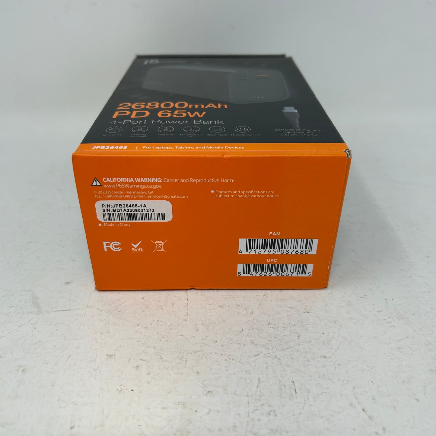 New j5create 65W Power Bank 26800mAh 4-Port USB-C JPB26465