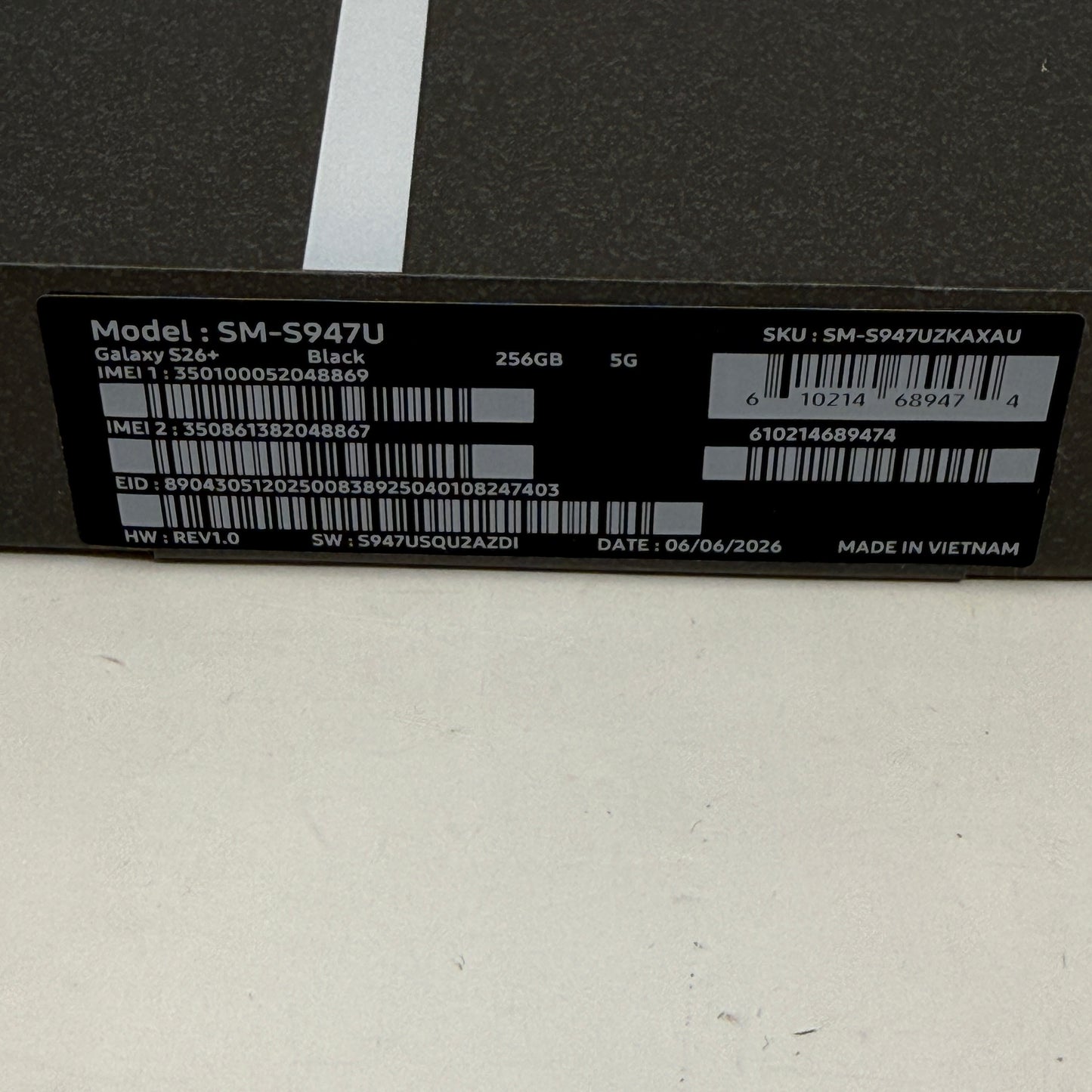 T-Mobile Samsung Galaxy S26 Plus 12GB RAM 256GB SM-S947U Black