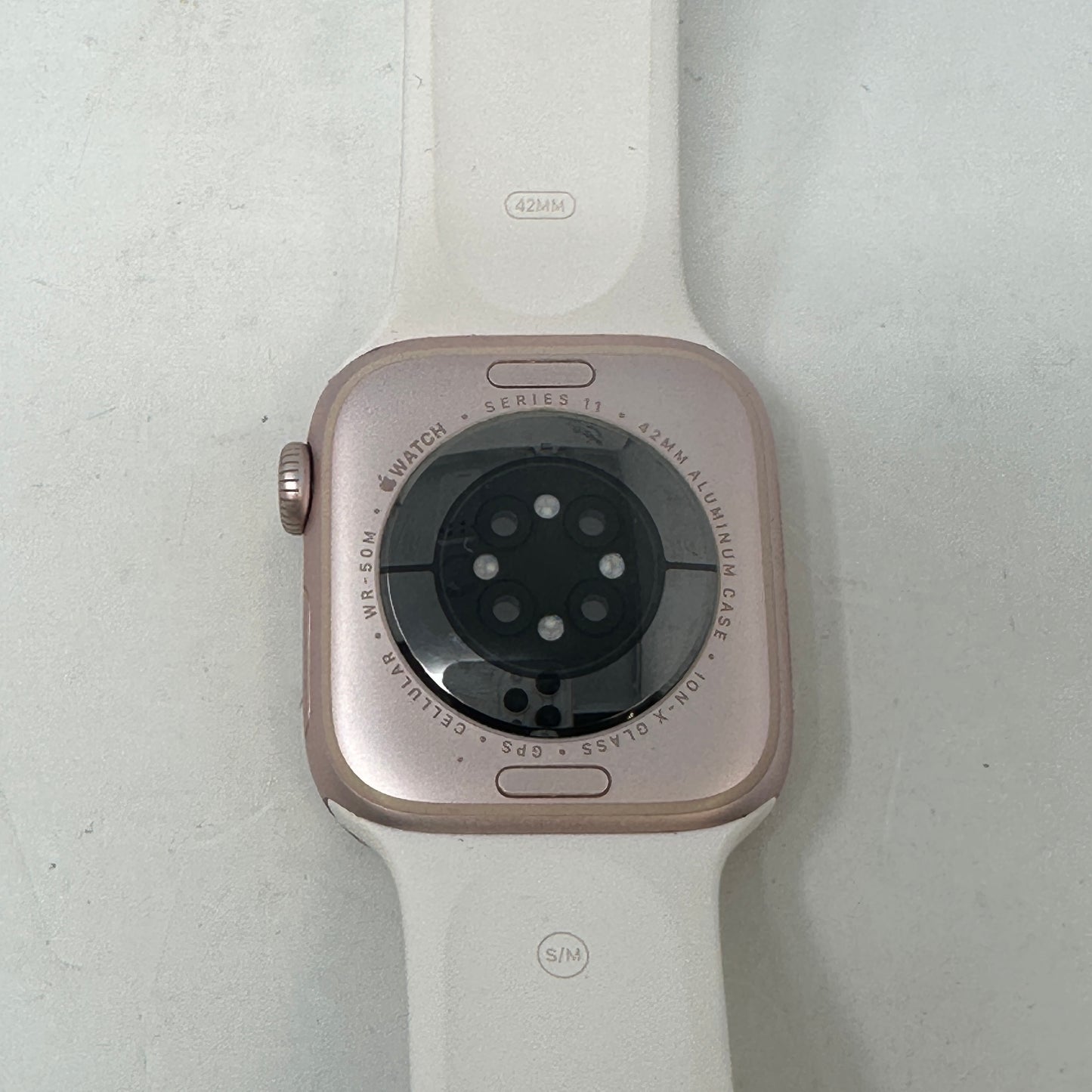 Unlocked Apple Watch Series 11 42MM Rose Gold Aluminum White Sport Band MF8E4LW/A